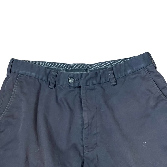 Izod Microfiber Golf Chino Short Pleated Classic Hi-Rise Solid Blue‎ Men Size 34 - Picture 2 of 8